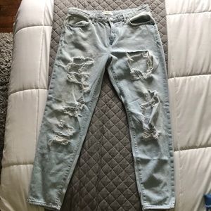 Distressed boyfriend jeans